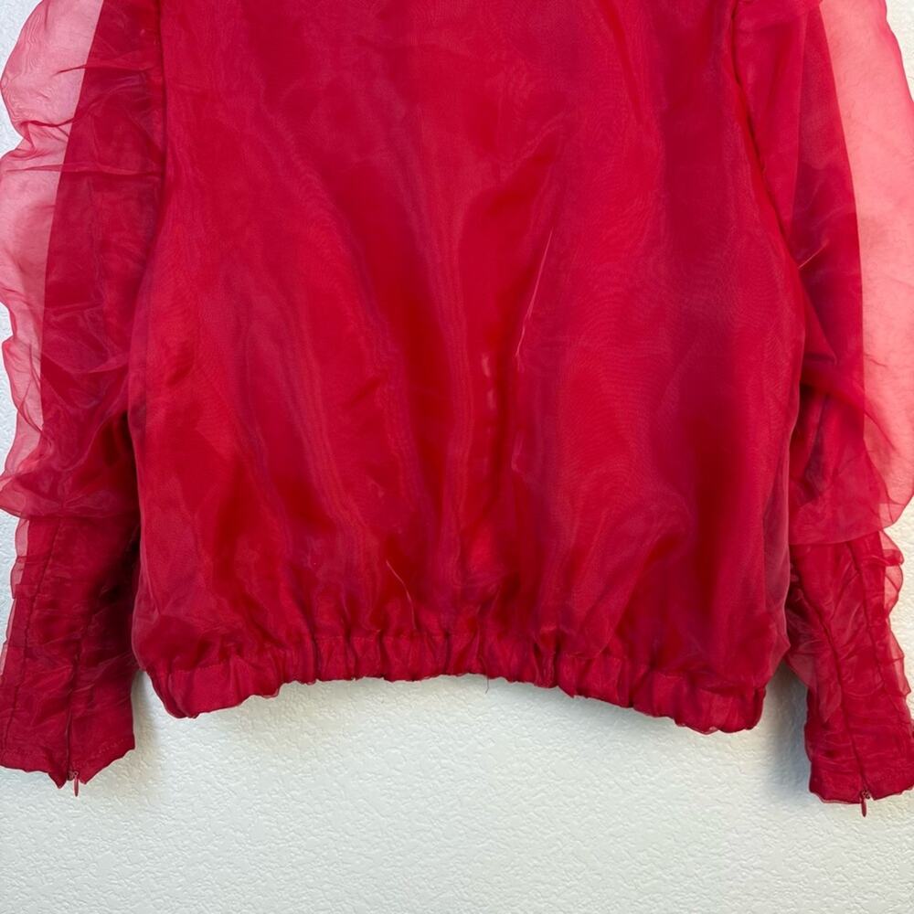 Zara • Red Ruched Bomber Jacket - Picture 12 of 15